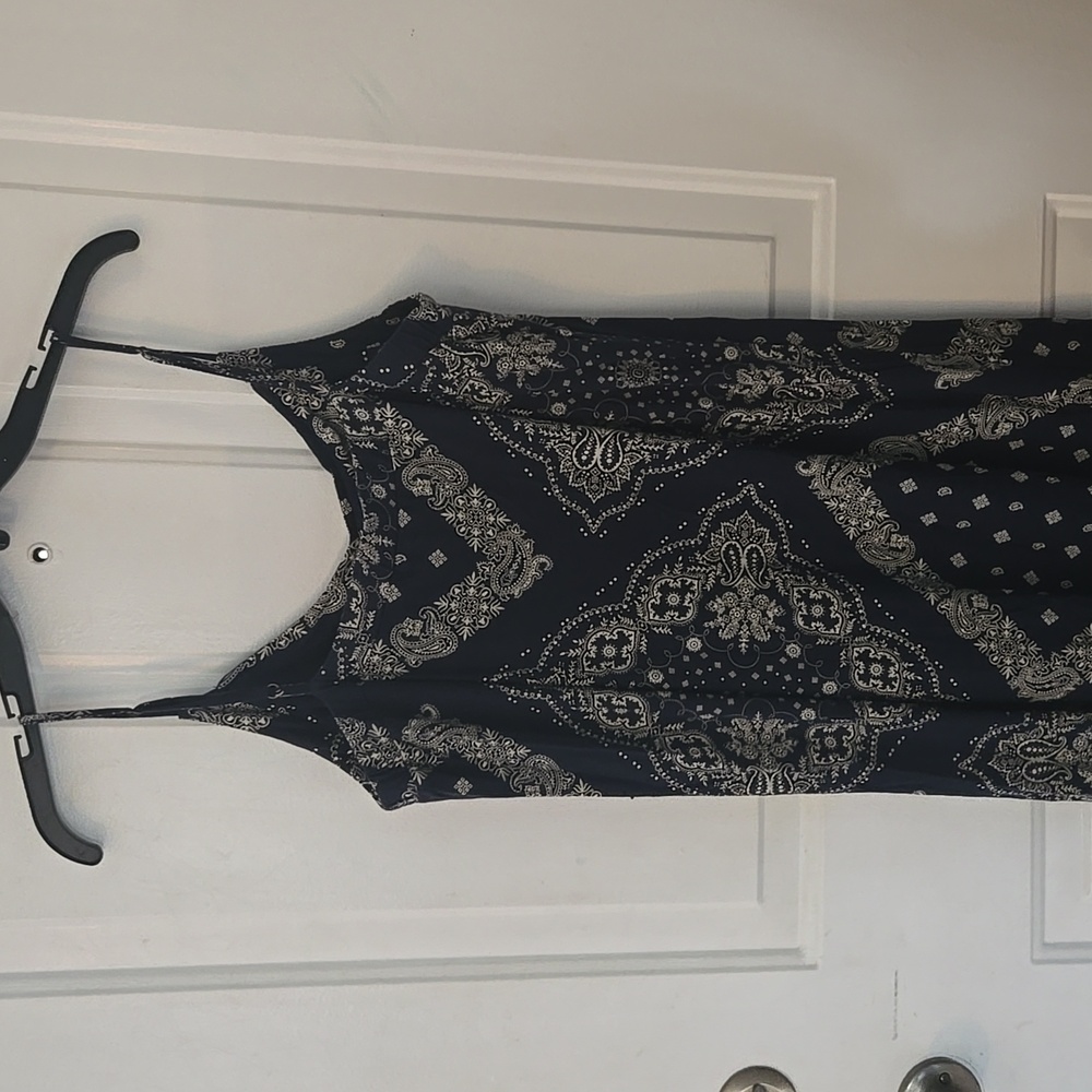 Tommy Hilfiger Navy Paisley Slip Maxi Dress with Ivory Print - Picture 3 of 6